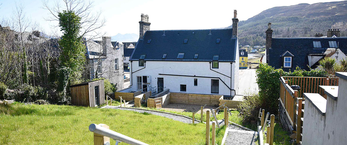Our self catering accomodation suites in Portree have a private entrance with parking at Somerled House Suites